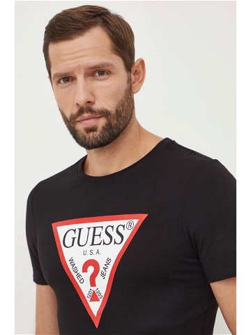 Bavlněné tričko Guess černá barva s potiskem M2YI71 I3Z14