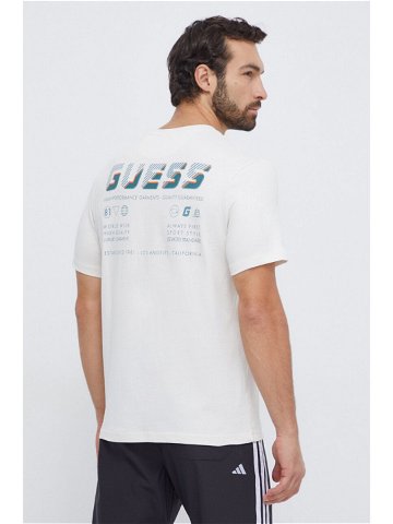 Bavlněné tričko Guess MEDGAR béžová barva s potiskem Z4RI08 I3Z14