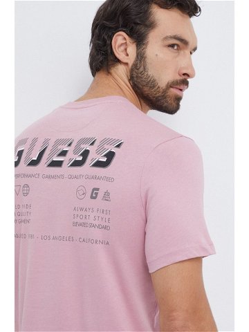 Bavlněné tričko Guess MEDGAR růžová barva s potiskem Z4RI08 I3Z14