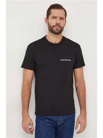 Bavlněné tričko Calvin Klein Jeans černá barva s potiskem J30J324671