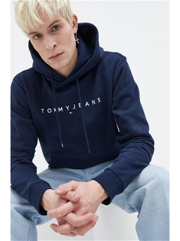 Mikina Tommy Jeans pánská tmavomodrá barva s kapucí s aplikací DM0DM17985