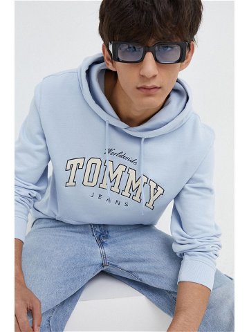 Bavlněná mikina Tommy Jeans pánská s kapucí s aplikací