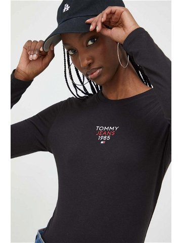 Tričko s dlouhým rukávem Tommy Jeans černá barva DW0DW17358
