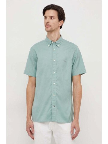 Košile Tommy Hilfiger zelená barva regular s límečkem button-down MW0MW33809