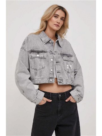 Džínová bunda Calvin Klein Jeans dámská šedá barva přechodná oversize J20J222467