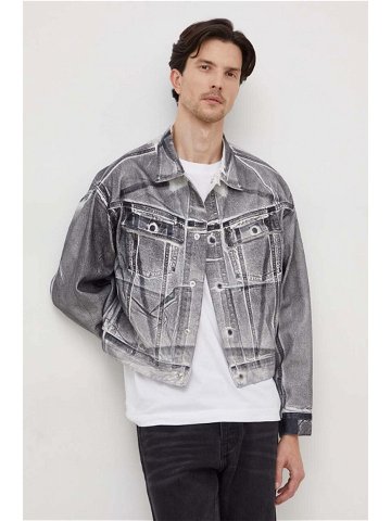Džínová bunda Calvin Klein Jeans pánská šedá barva přechodná oversize