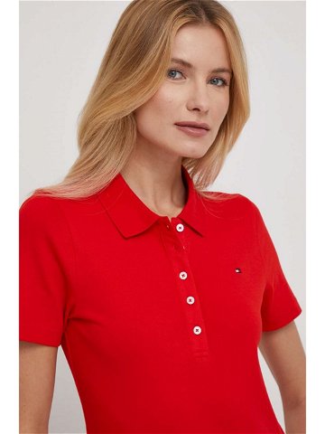 Polo tričko Tommy Hilfiger červená barva WW0WW37823