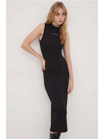 Šaty Tommy Jeans černá barva midi DW0DW17412