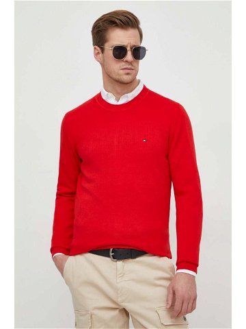Bavlněný svetr Tommy Hilfiger červená barva lehký