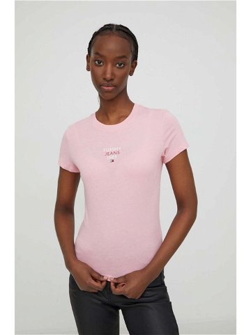 Tričko Tommy Jeans růžová barva DW0DW17357