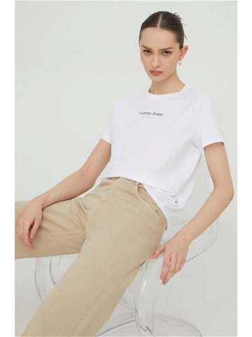 Bavlněné tričko Tommy Jeans bílá barva DW0DW17359