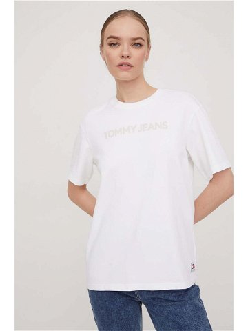 Bavlněné tričko Tommy Jeans bílá barva DW0DW17363