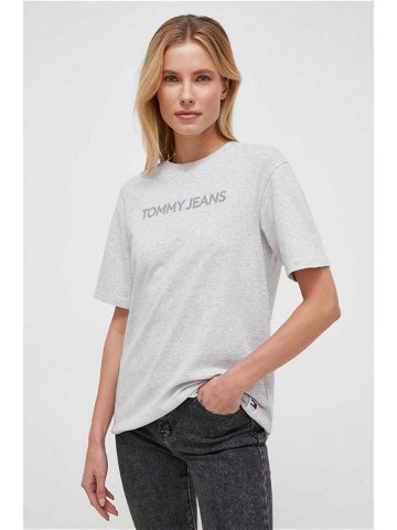 Bavlněné tričko Tommy Jeans šedá barva DW0DW17363
