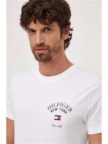 Bavlněné tričko Tommy Hilfiger bílá barva s potiskem MW0MW33689