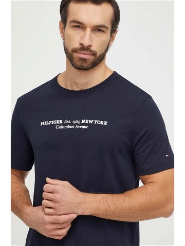 Bavlněné tričko Tommy Hilfiger tmavomodrá barva s potiskem MW0MW33895