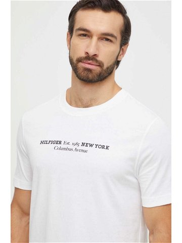 Bavlněné tričko Tommy Hilfiger bílá barva s potiskem
