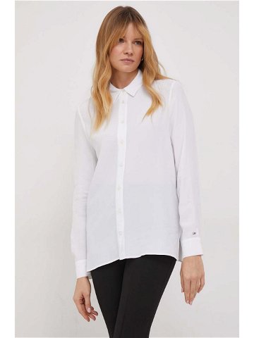 Košile Tommy Hilfiger dámská bílá barva relaxed s klasickým límcem WW0WW40535