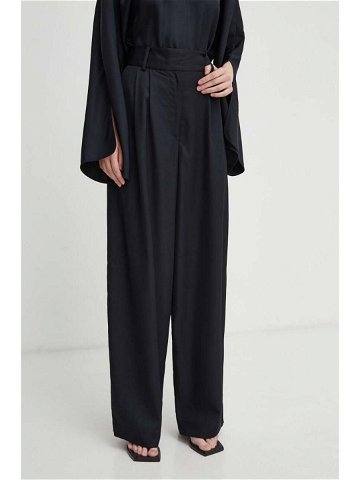 Kalhoty By Malene Birger dámské černá barva široké high waist
