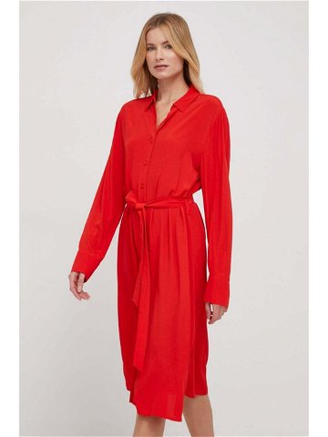 Šaty Tommy Hilfiger červená barva mini WW0WW40563