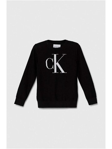 Dětský bavlněný svetr Calvin Klein Jeans černá barva lehký