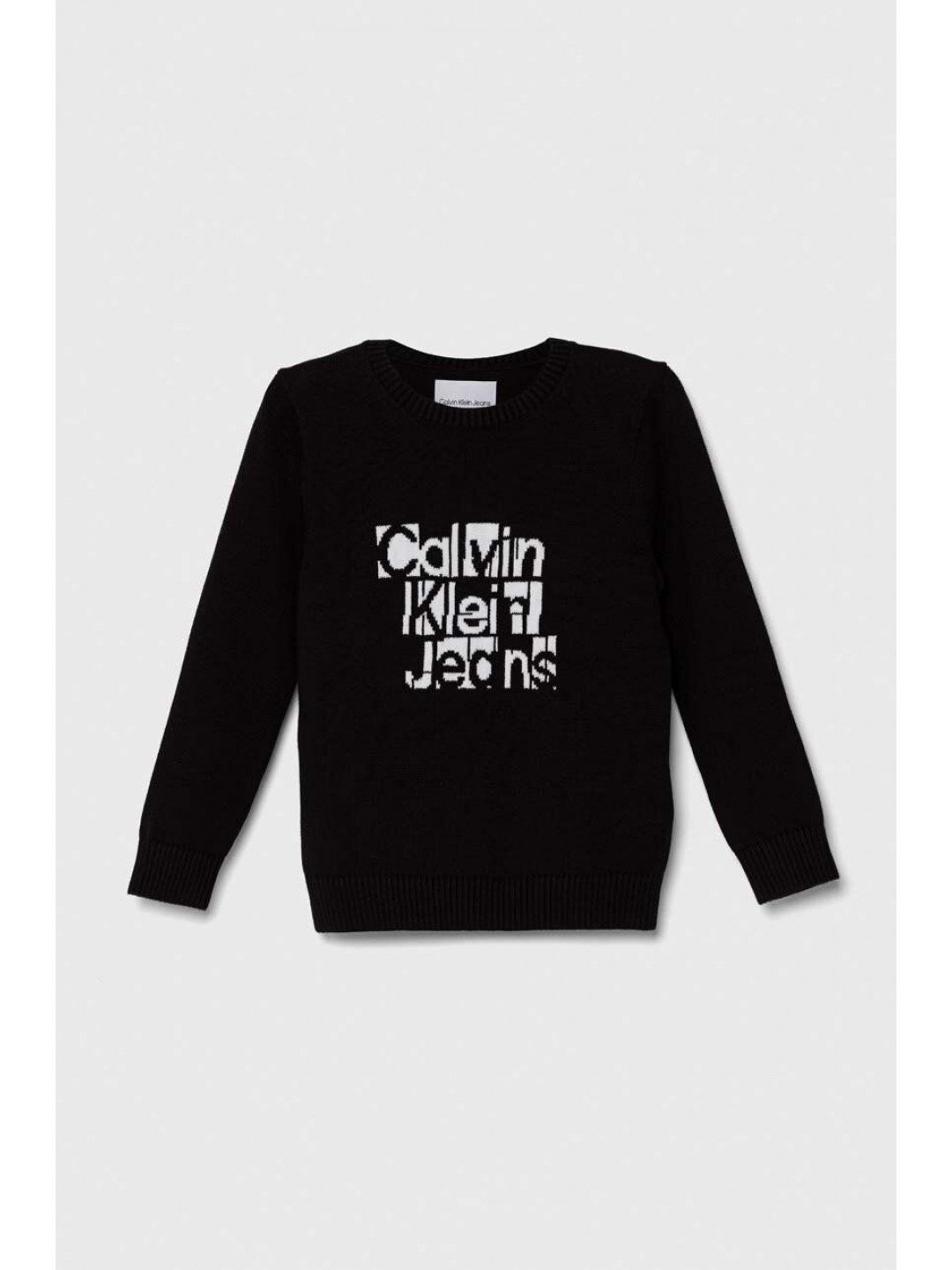 Dětský bavlněný svetr Calvin Klein Jeans černá barva lehký