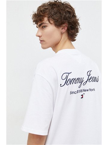 Bavlněné tričko Tommy Jeans bílá barva s aplikací DM0DM18273