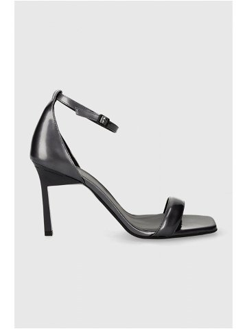 Kožené sandály Calvin Klein GEO STIL SQUARE SANDAL 90-PEARL šedá barva HW0HW01993