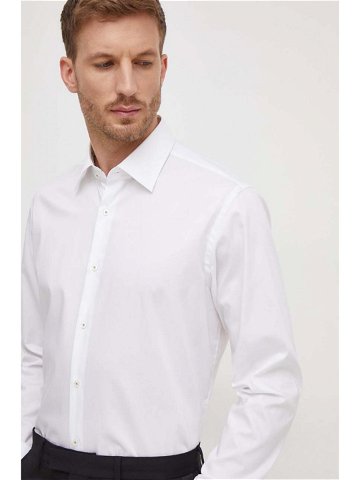 Košile BOSS bílá barva regular s klasickým límcem