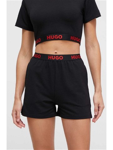 Pyžamové šortky HUGO dámské černá barva 50490600