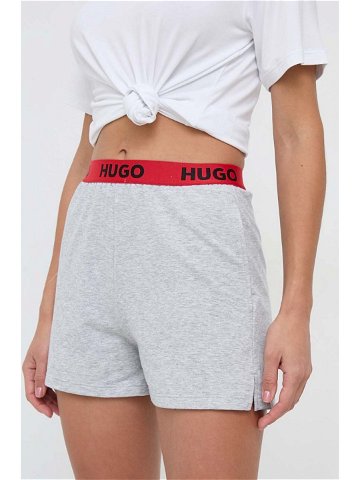 Pyžamové šortky HUGO dámské šedá barva 50490600