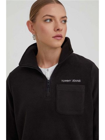Mikina Tommy Jeans dámská černá barva s aplikací DW0DW17330