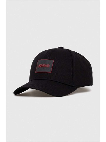Bavlněná baseballová čepice HUGO černá barva s aplikací 50506053