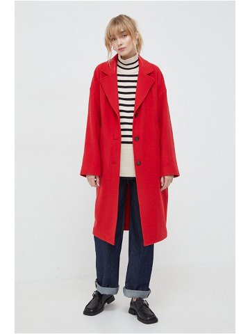 Vlněný kabát Marc O Polo červená barva přechodný