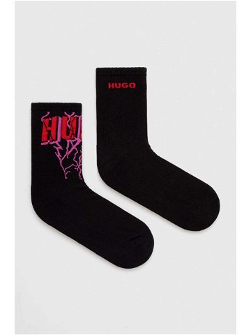 Ponožky HUGO 2-pack dámské černá barva 50510722