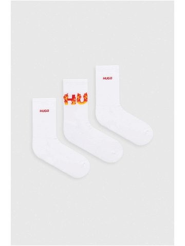 Ponožky HUGO 3-pack dámské bílá barva 50516648
