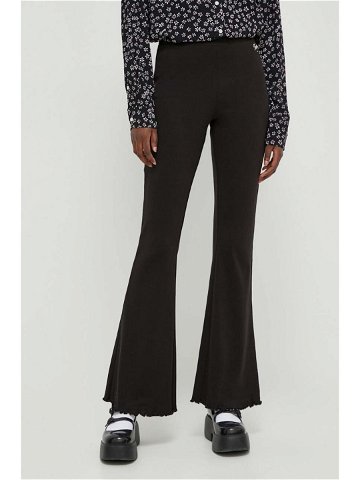Kalhoty Tommy Jeans dámské černá barva zvony high waist DW0DW17311