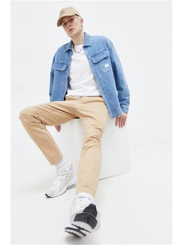 Kalhoty Tommy Jeans pánské béžová barva jednoduché
