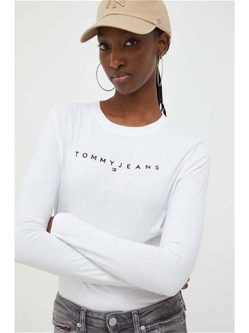 Bavlněné tričko s dlouhým rukávem Tommy Jeans bílá barva DW0DW17362