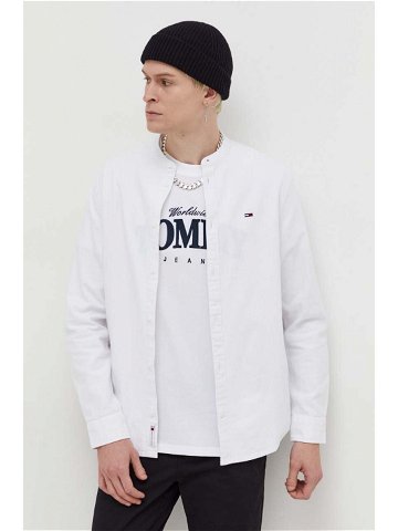 Košile Tommy Jeans bílá barva regular se stojáčkem DM0DM18332