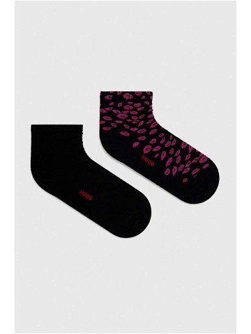 Ponožky HUGO 2-pack dámské černá barva 50510686