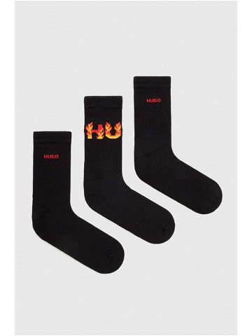 Ponožky HUGO 3-pack pánské černá barva 50510808