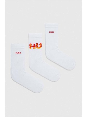 Ponožky HUGO 3-pack pánské bílá barva 50510808