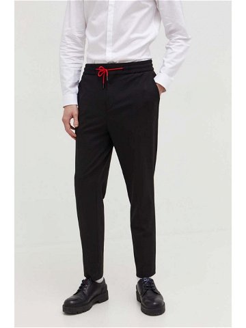 Kalhoty HUGO pánské černá barva přiléhavé 50510063