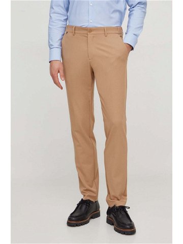 Kalhoty BOSS pánské béžová barva přiléhavé 50508198