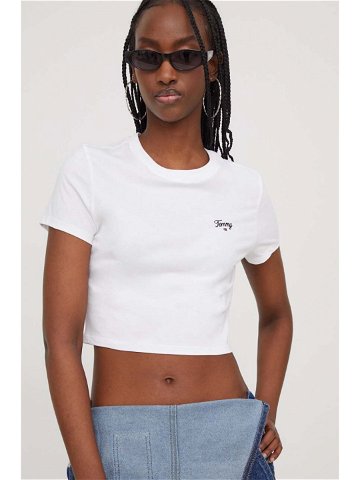 Bavlněné tričko Tommy Jeans bílá barva DW0DW17366