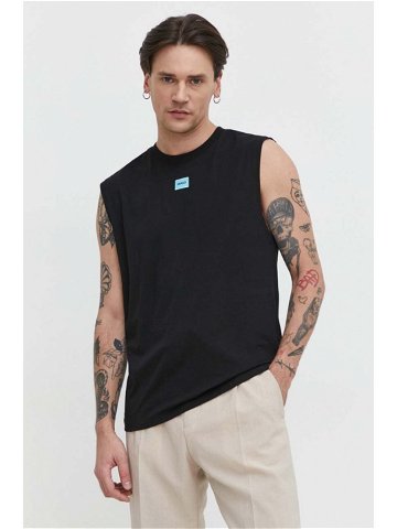 Bavlněné tričko HUGO černá barva 50505305