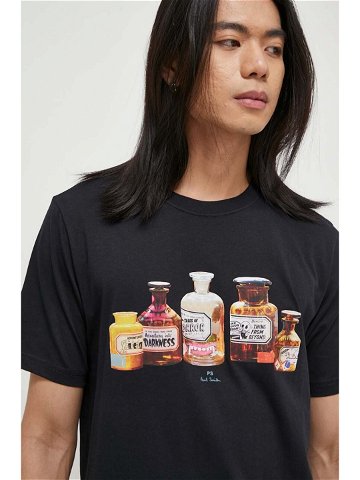 Bavlněné tričko PS Paul Smith tmavomodrá barva s potiskem