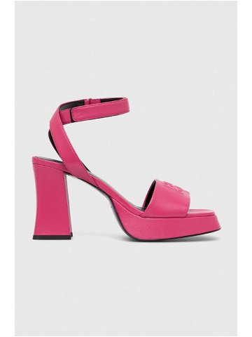 Kožené sandály HUGO Vicky růžová barva 50513175