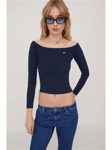 Tričko s dlouhým rukávem Tommy Jeans tmavomodrá barva DW0DW17535