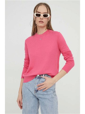 Svetr Tommy Jeans dámský růžová barva lehký DW0DW17254